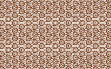 3D brown pattern texture art design hexagon and pyramid modern style sameless repeat for decorate new art deco style. beauty, fashion, geometry, colorful, line, circles, pyramid, frame.