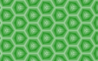Fototapeta premium 3D green pattern texture art design hexagon and pyramid modern style sameless repeat for decorate new art deco style. beauty, fashion, geometry, colorful, line, circles, pyramid, frame.