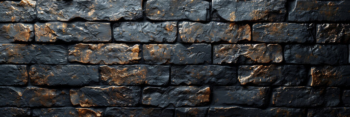 Fototapeta premium Black brick wall background. Loft interior