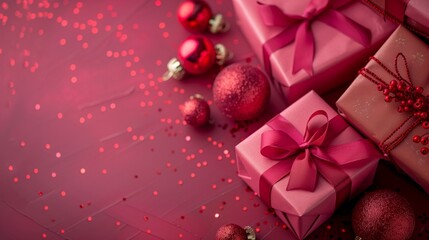 Obraz premium Festively Wrapped Gifts and Ornaments for the Holiday Season