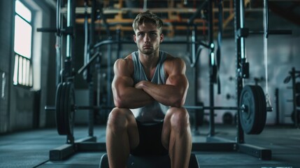 the muscular man in gym