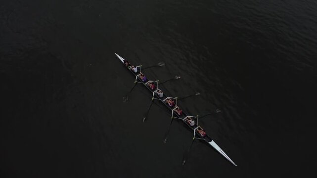 Aerial View of Rowers on a Calm Lake in Gent, Belgium