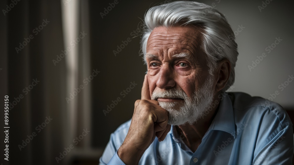 Sticker a man with white hair and beard sitting in a chair, ai