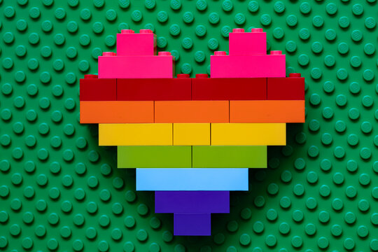  Colorful heart made from Lego blocks for design purpose