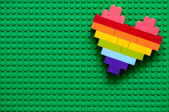  Colorful heart made from Lego blocks for design purpose