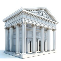 Obraz premium Majestic Neoclassical Temple With Intricate Architectural Details on White Background