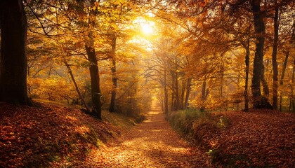 Obraz premium Walking among autumn leaves.