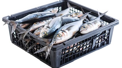Fresh Mackerel in box with ice at the fish market