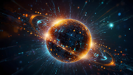 Obraz premium Cyber Quantum Computing 