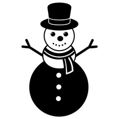 Snowman isolated on Black and white