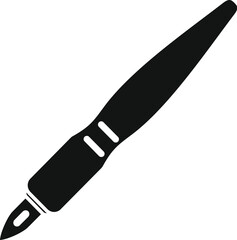 Black icon of a scalpel, showing the sharp blade used by surgeons for medical operations