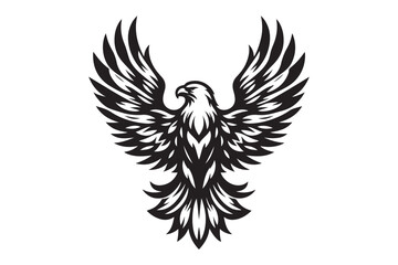 Eagle  silhouette vector art illustration with white background - Generative AI
