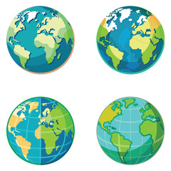 Earth Globe Vector Illustration, World map in a globe shape isolated on a white background
