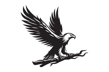 Obraz premium Eagle silhouette vector art illustration with white background - Generative AI