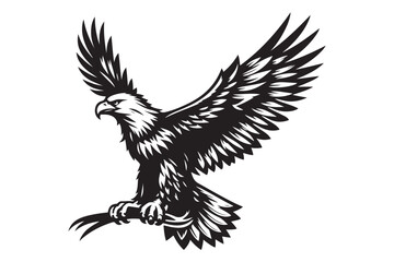 Obraz premium Eagle silhouette vector art illustration with white background - Generative AI