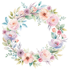 Transparent Watercolor Floral Wreath PNG