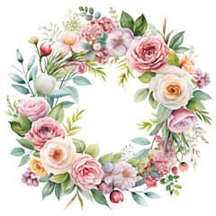 Transparent Watercolor Floral Wreath PNG