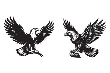 Fototapeta premium Eagle set silhouette vector art illustration with white background - Generative AI