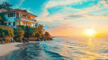 Fototapeta premium Real estate investment in hospitality properties includes hotels, resorts, and vacation rentals.