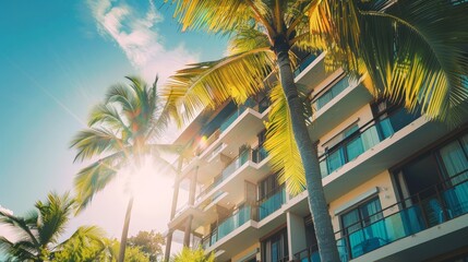 Fototapeta premium Real estate investment in hospitality properties includes hotels, resorts, and vacation rentals.