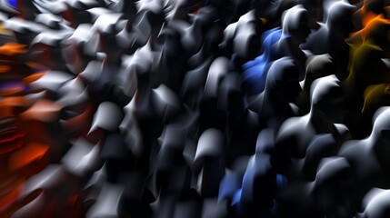 Obraz premium A dark and intriguing digital artwork featuring abstract silhouettes with striking blue highlights. The moody color palette and flowing forms create a mysterious and captivating visual effect, ideal
