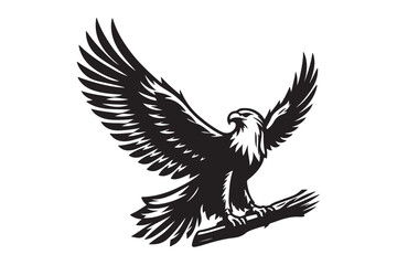 Obraz premium Eagle silhouette vector art illustration with white background - Generative AI