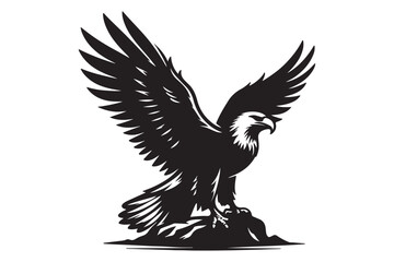 Obraz premium Eagle silhouette vector art illustration with white background - Generative AI