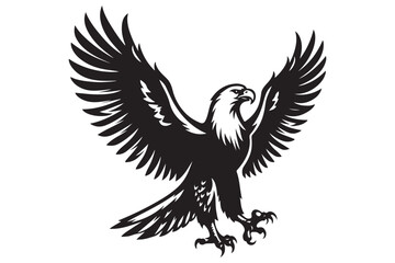 Eagle  silhouette vector art illustration with white background - Generative AI