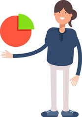 Girl Character Holding Pie Chart
