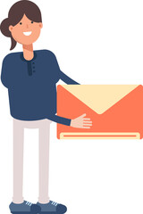 Girl Character Holding Mail
