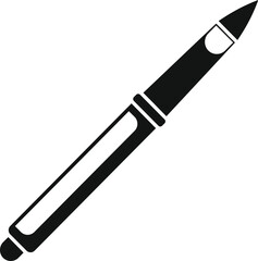Simple icon of a felt tip marker with a slanted tip, ideal for projects related to art, design, or education