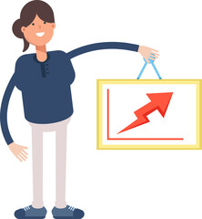 Girl Character Holding Arrow Chart
