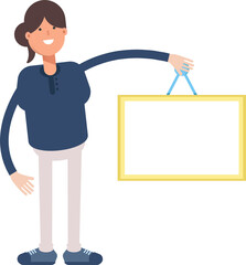 Girl Character Holding Blank Signage
