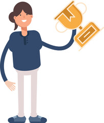 Girl Character Holding Up Trophy
