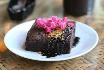 chocolate cake at a coffee shop
