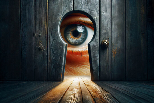 eye hole keyhole look spying peephole surveillance peeking watching secret