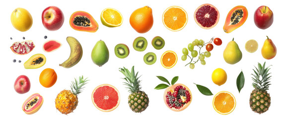 Set of tropical fruits