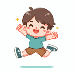 vector image of a child jumping happily