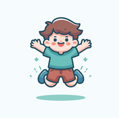 vector image of a child jumping happily