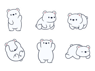 Adorable cute polar bear cartoon celebrating perfect for t-shirt printing, stickers, screen printing, totebags