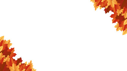 Autumn leaf background with transparent background. Autumn leaf border with transparent background