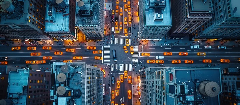 Aerial View of Manhattan at Dusk