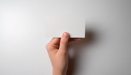 無地の白いカードを持った手元