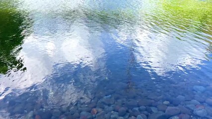 Kepulauan Sangihe, Indonesia - July 26th 2024 - view of the small lake under the bridge.