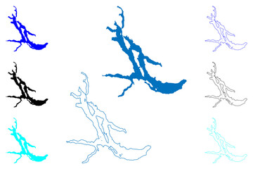 Lake Nahuel Huapi (South America, Argentine Republic, Argentina) map vector illustration, scribble sketch Lago Nahuel Huapi map