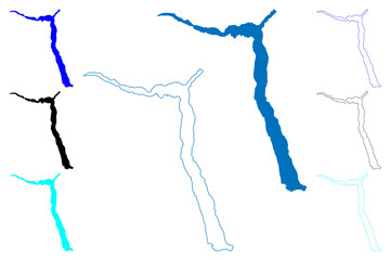 Lake Teletskoye (Russia, Russian Federation) map vector illustration, scribble sketch Tyolyos or Golden Lake map