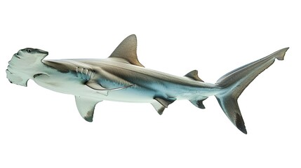 Fototapeta premium Swimming hammerhead shark isolated on a white background