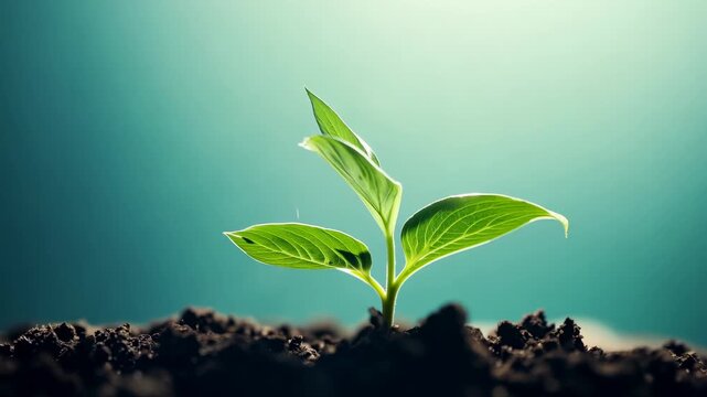 New green shoots emerging from dark soil in a natural setting