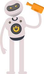 Robot Character Drinking Beer
