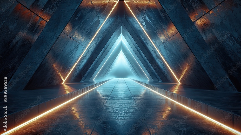 Poster Hope Illuminated in a Triangular Ambiance of Dark Gray With Light at the End